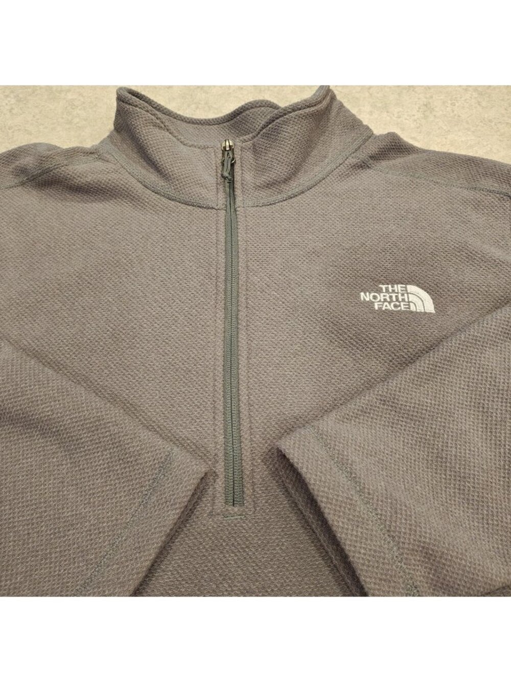 The North Face Fleece Pullover Mens XL Gray 1/4 Zip Sweater Waffle Thermal